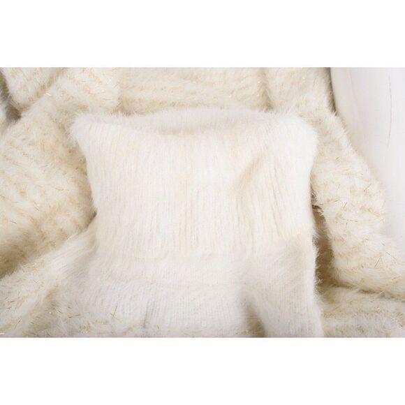 Zara Womens White Gold Metallic Pullover Turtleneck Sweater L Large 6873/116 NWT - Picture 6 of 7